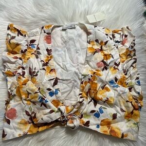 Abercrombie & Fitch Floral Ruffle Blouse - Yellow, Blue, Brown
